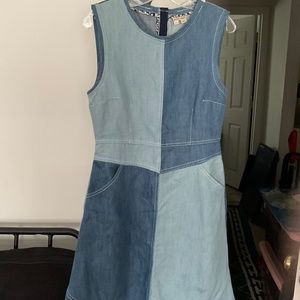 Anthropologie colorblock denim dress, size 10